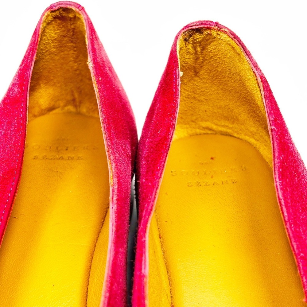 Les Souliers Sezane Suede Pointed Toe Ballet Flats Women 38 EU 7 US Burgundy - Picture 4 of 9
